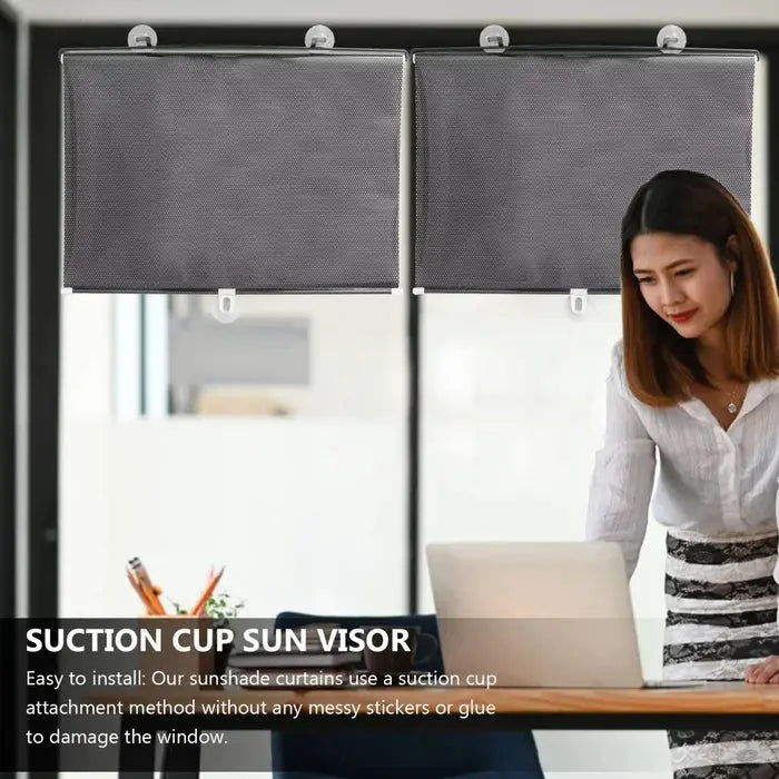 Ausziehbares Fensterrollo mit UV-Schutz | Sonnenschutz für Auto, LKW &amp; Zuhause | Verdunkelungsrollo mit Saugnäpfen