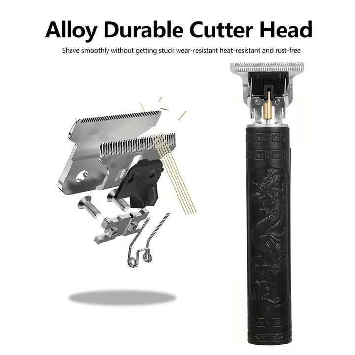 Professionelles Trimmer-Set kabellos mit LED-Display | Präzise Edelstahlklingen | 120 Min Laufzeit | USB-Ladung, Aufsteckkämme
