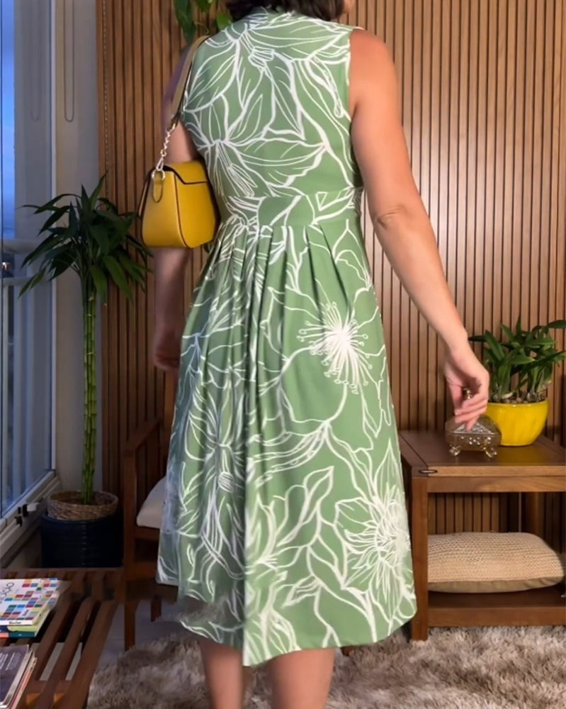 Damen Sommerkleid mit V-Ausschnitt &amp; A-Linie | Ärmelloses, tailliertes Kleid | Knielang &amp; luftig für Alltag und Urlaub