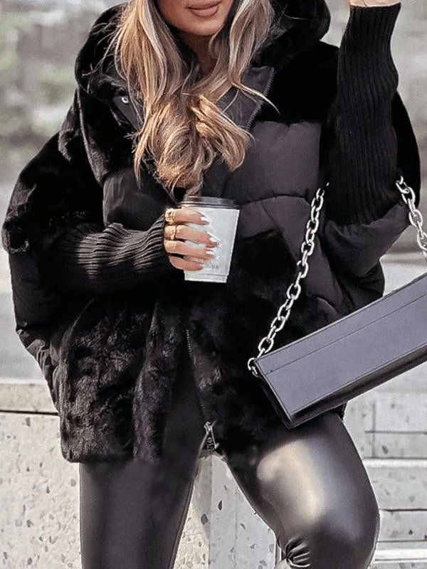 Damen Winterjacke | Lockerer Schnitt | Gefütterte Steppjacke mit Fell-Details