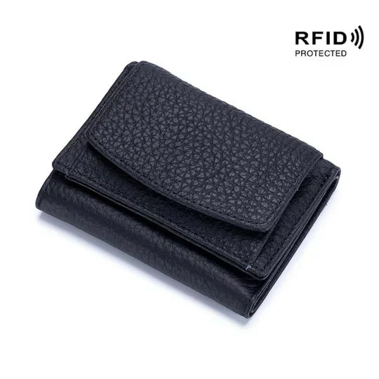 RFID-blocking mini wallet compact | Many card slots + coin pocket with zipper | Hidden compartment | 14 colors