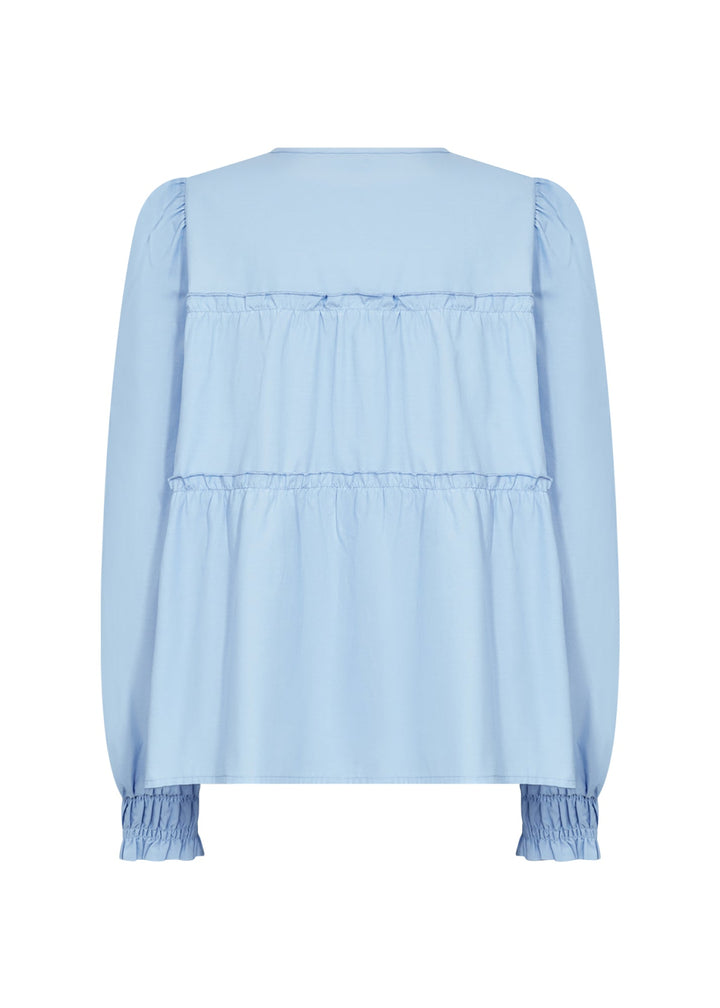 Damen Bluse | Bluse mit Rundhalsausschnitt, Rüschendetails und elastischen Manschetten