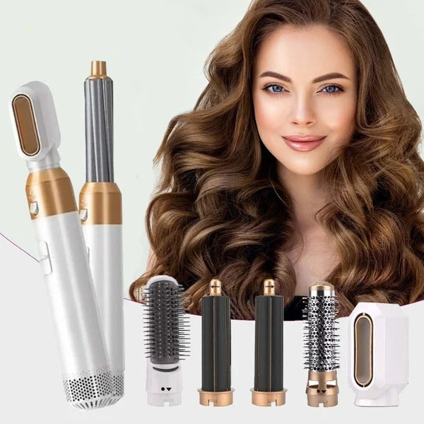 5-in-1 Haartrocknerbürste 1000W mit 5 Aufsätzen | Trocknen, Glätten, Locken &amp; Volumen | 3 Temperaturstufen | Keramik-Beschichtung