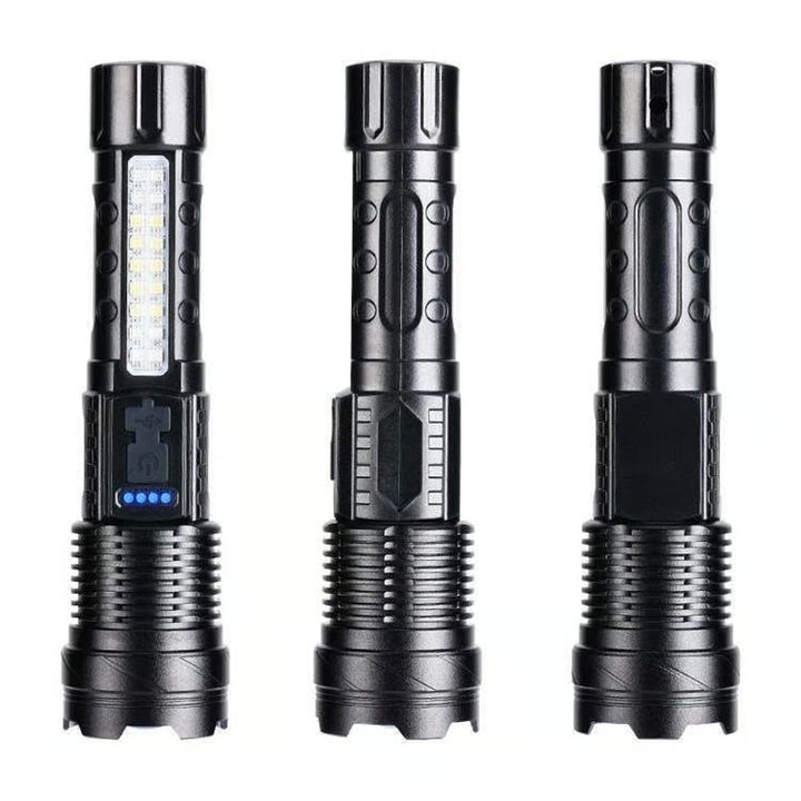 💥 Illuminazione outdoor: torcia LED laser bianca con luce laterale COB di avviso e lavoro