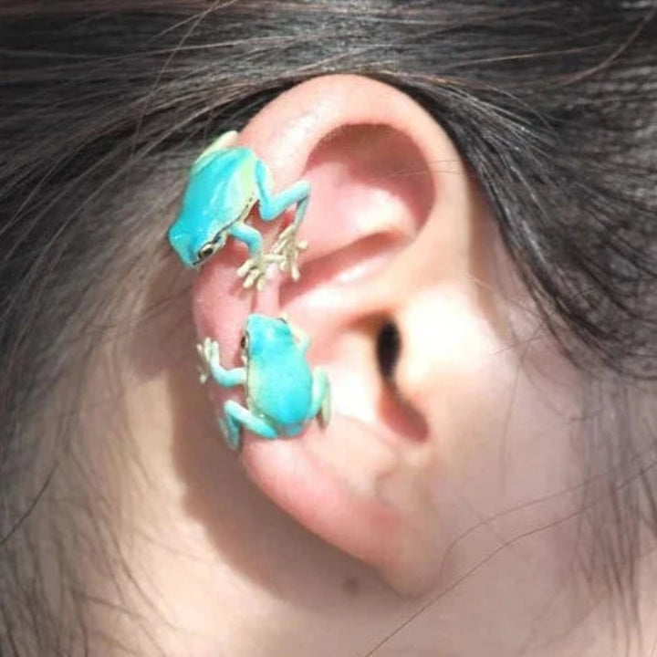 Frosch-Schmuck Set: Ring &amp; Ohrringe | Verstellbarer Ring (US 5–12) | Leicht &amp; naturinspiriert, handgefertigter Look