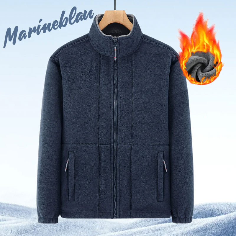 Herren Fleecejacke | Warme Jacke mit doppelseitigem Fleece, Stehkragen und durchgehendem Reißverschluss