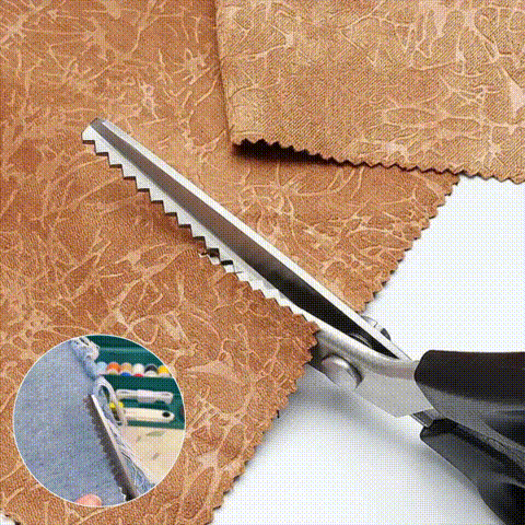 Stoffschere aus Edelstahl mit Gezahnten Klingen 23,5 cm | Präzise Stoff- &amp; Bastelschere | Für Nähen, DIY &amp; Papier