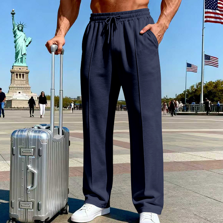 Herren Stretch-Hose mit geradem Bein | Atmungsaktive Freizeithose mit Relax-Fit, Kordelzug und Seitentaschen