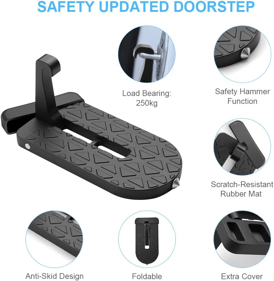 Auto-Türtritt bis 250 kg – StepMaster Pro für Dachgepäck &amp; Reinigung | Anti-Rutsch, faltbar | passt an U-Türschloss, mit Glasbrecher