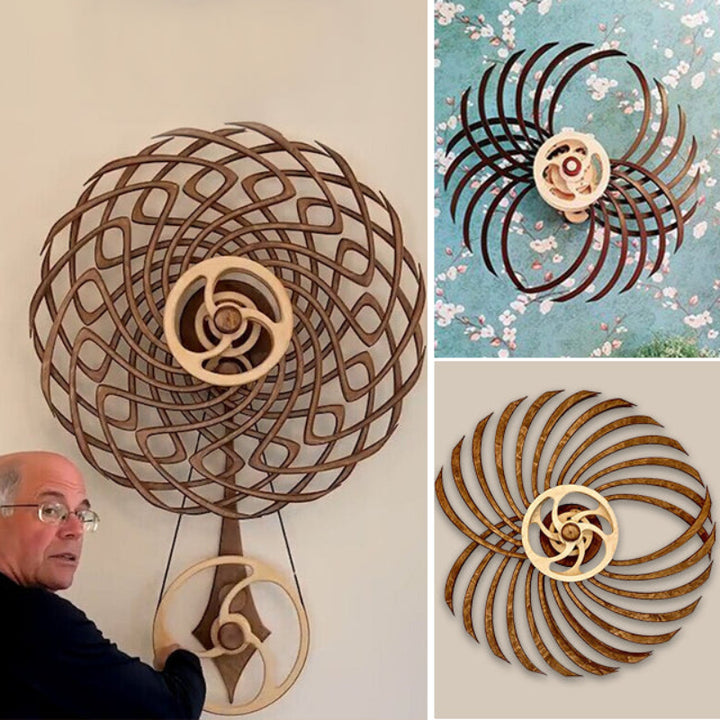 Kinetic Wood Sculpture with Spring Mechanism | Moving Wall or Table Decoration as Art Object | Handmade, Polished &amp; Coated