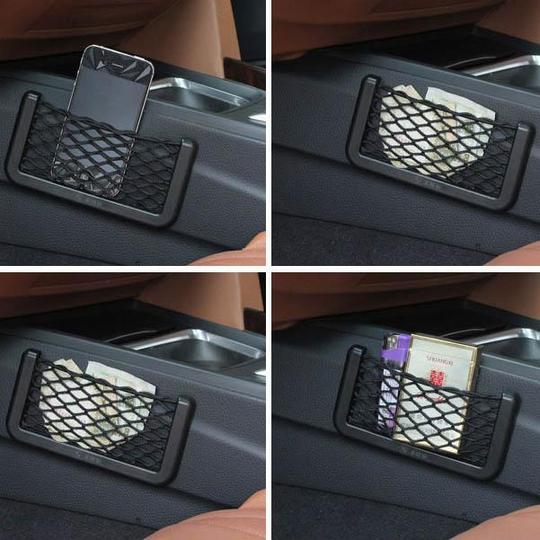 Auto-Organizer Netz mit Klettverschluss – VeloStash für Handy &amp; Essentials | Transparent, elastisch | Für Auto, Büro &amp; Zuhause