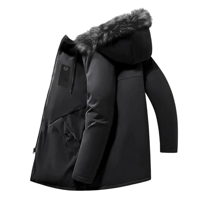 Herren Winterjacke | Thermojacke mit wattiertem Innenfutter, abnehmbarer Kapuze und wetterbeständiger Außenschicht