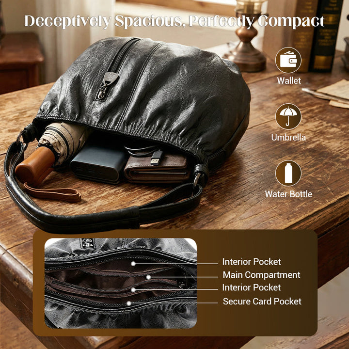 Damen Umhängetasche | Elegante Schultertasche aus PU mit Reißverschlussfächern