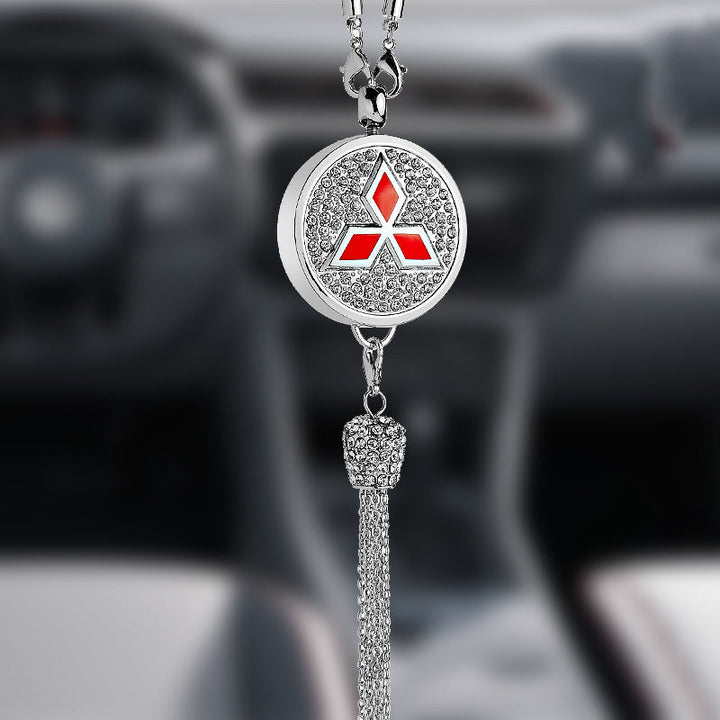 Ciondolo per specchietto retrovisore auto con cristallo | Lega di zinco e strass | Decorazione scintillante con ciondolo profumato, idea regalo