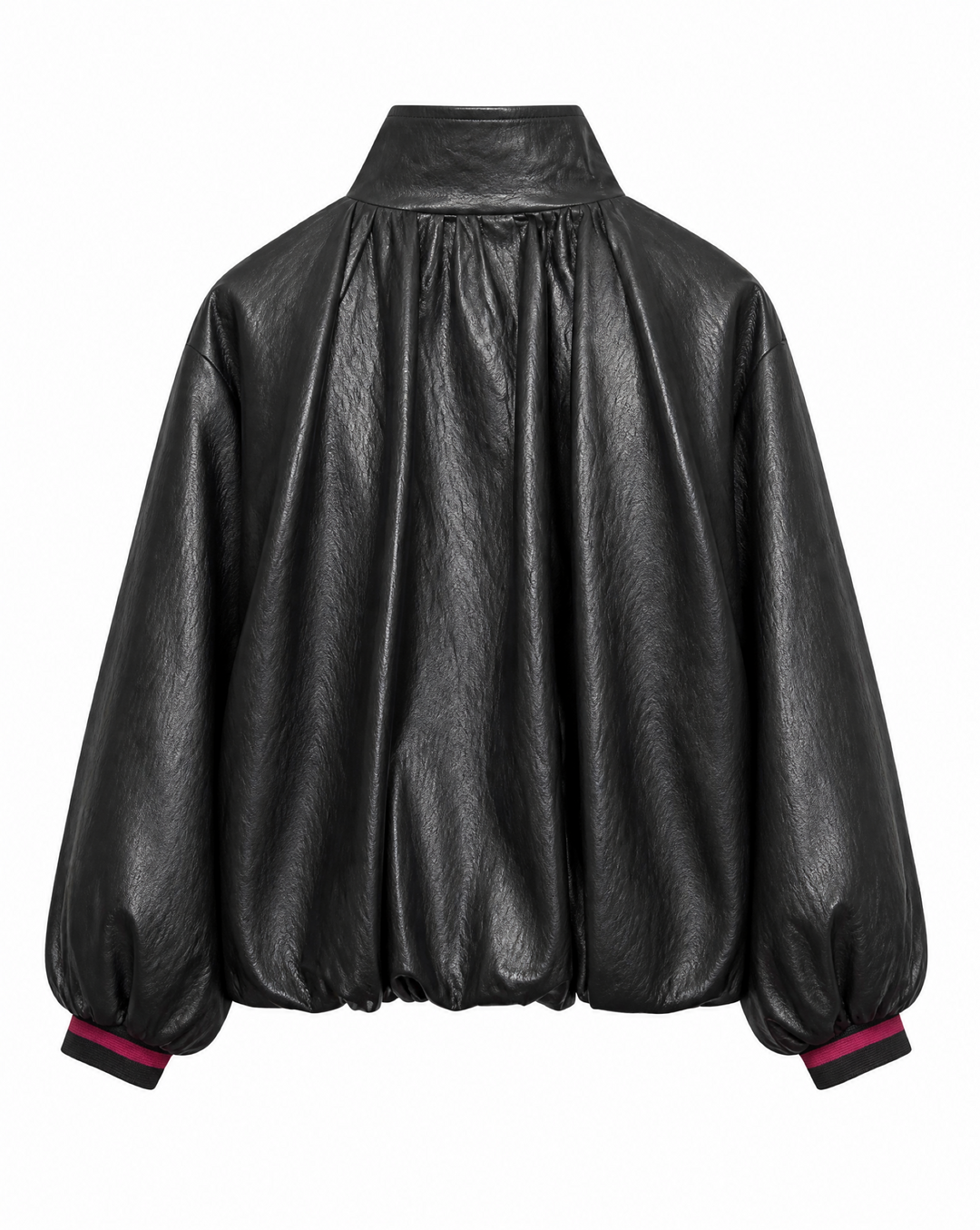 Kunstlederjacke | Locker geschnitten mit Stehkragen und Ballonärmeln