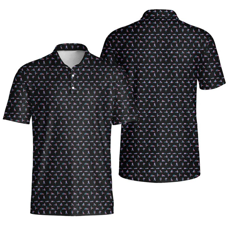 Herren Poloshirt mit Print | Atmungsaktives Stretch Polo im Slim Fit | Freizeitshirt für Alltag, Urlaub &amp; Freizeit