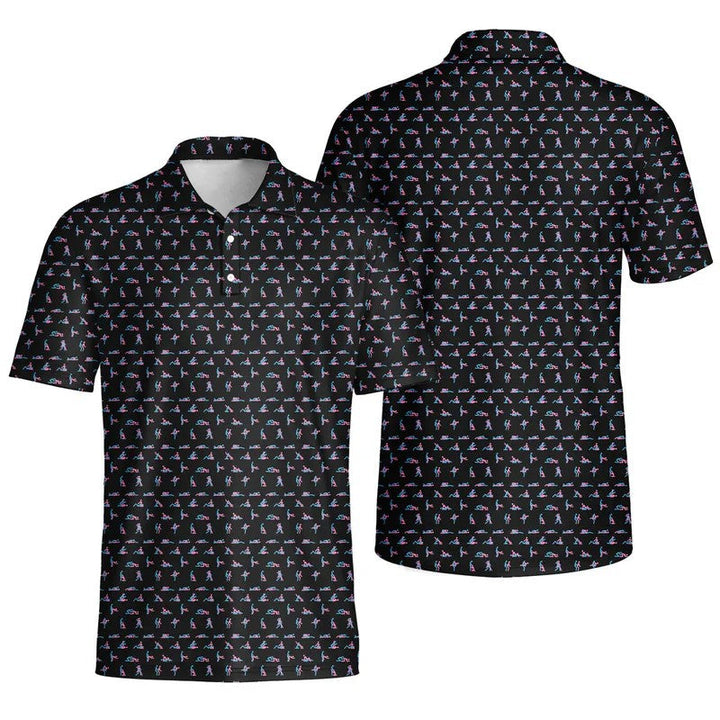 Herren Poloshirt mit Print | Atmungsaktives Stretch Polo im Slim Fit | Freizeitshirt für Alltag, Urlaub &amp; Freizeit