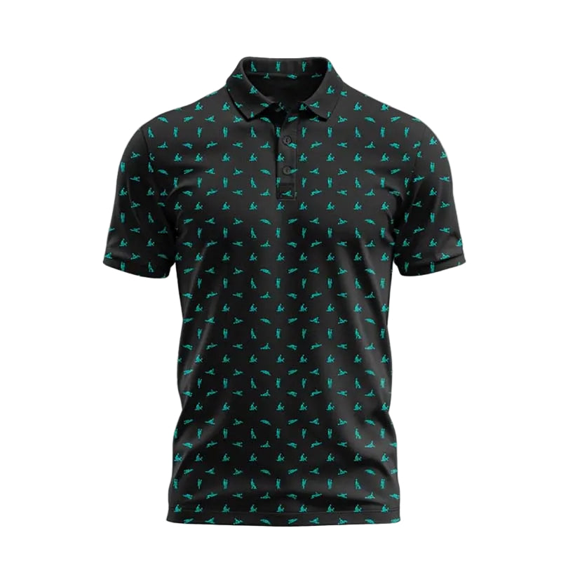 Herren Poloshirt mit Print | Atmungsaktives Stretch Polo im Slim Fit | Freizeitshirt für Alltag, Urlaub &amp; Freizeit