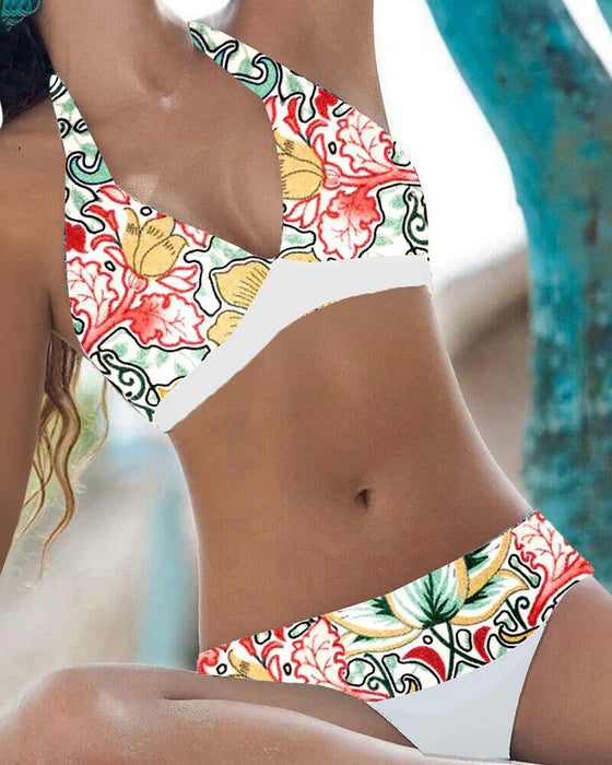 Eleganter Damen Bikini mit Blumen &amp; Polka Dots | Figurbetonter Badeanzug mit Polsterung | Stilvoller Sommer Bikini