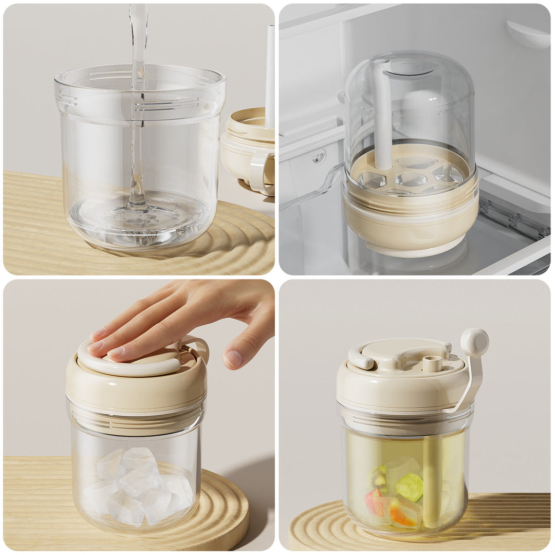 Eiswürfelbecher mit Silikonform &amp; Trinkhalm | 3-in-1 Eiswürfelform, Trinkbecher &amp; To-Go-Becher | Auslaufsicher