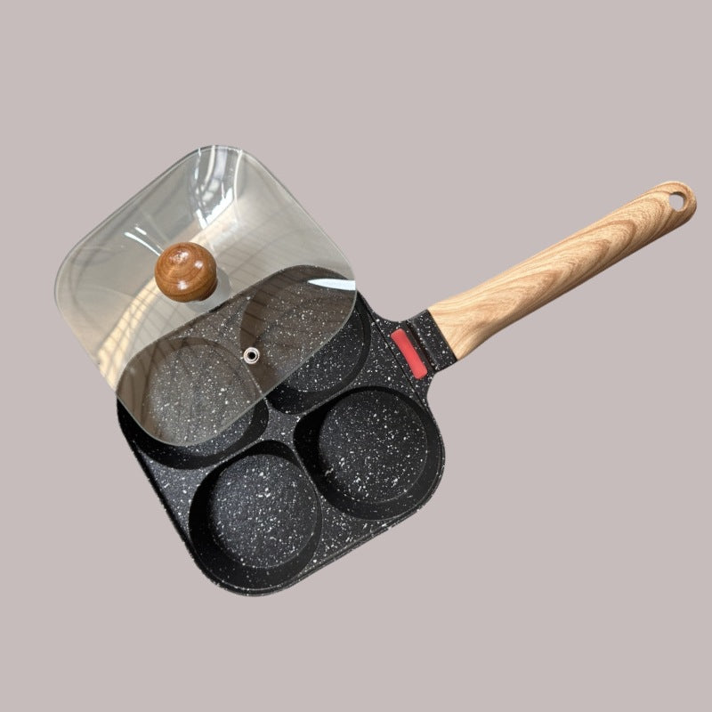 4-Loch Antihaft Frühstückspfanne | Multifunktionale Eierpfanne für Induktion, Gas &amp; Elektro | 4-Kammer Bratpfanne