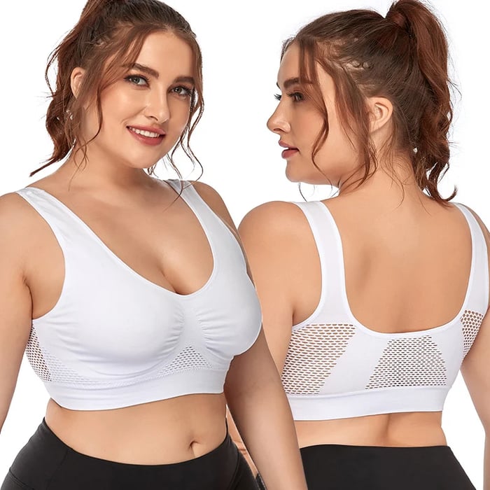 Soutien-gorge de sport sans armatures avec mesh respirant | sans coutures &amp; invisible sous les vêtements | maintien fort &amp; confort | lot de 2