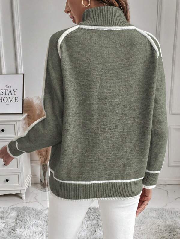 Damen Rollkragenpullover langarm | Gestrickter Winterpullover mit hohem Kragen und geradem Saum für Alltag und Freizeit
