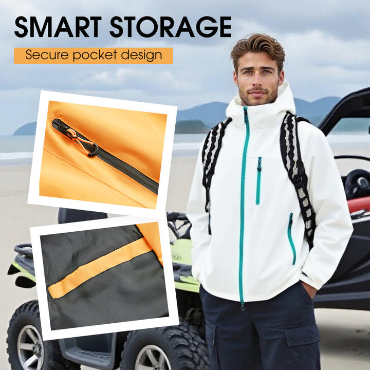 Wasserdichte Sportjacke | Outdoorjacke mit Kapuze, winddichter Passform, atmungsaktivem Gewebe und Reißverschlusstaschen
