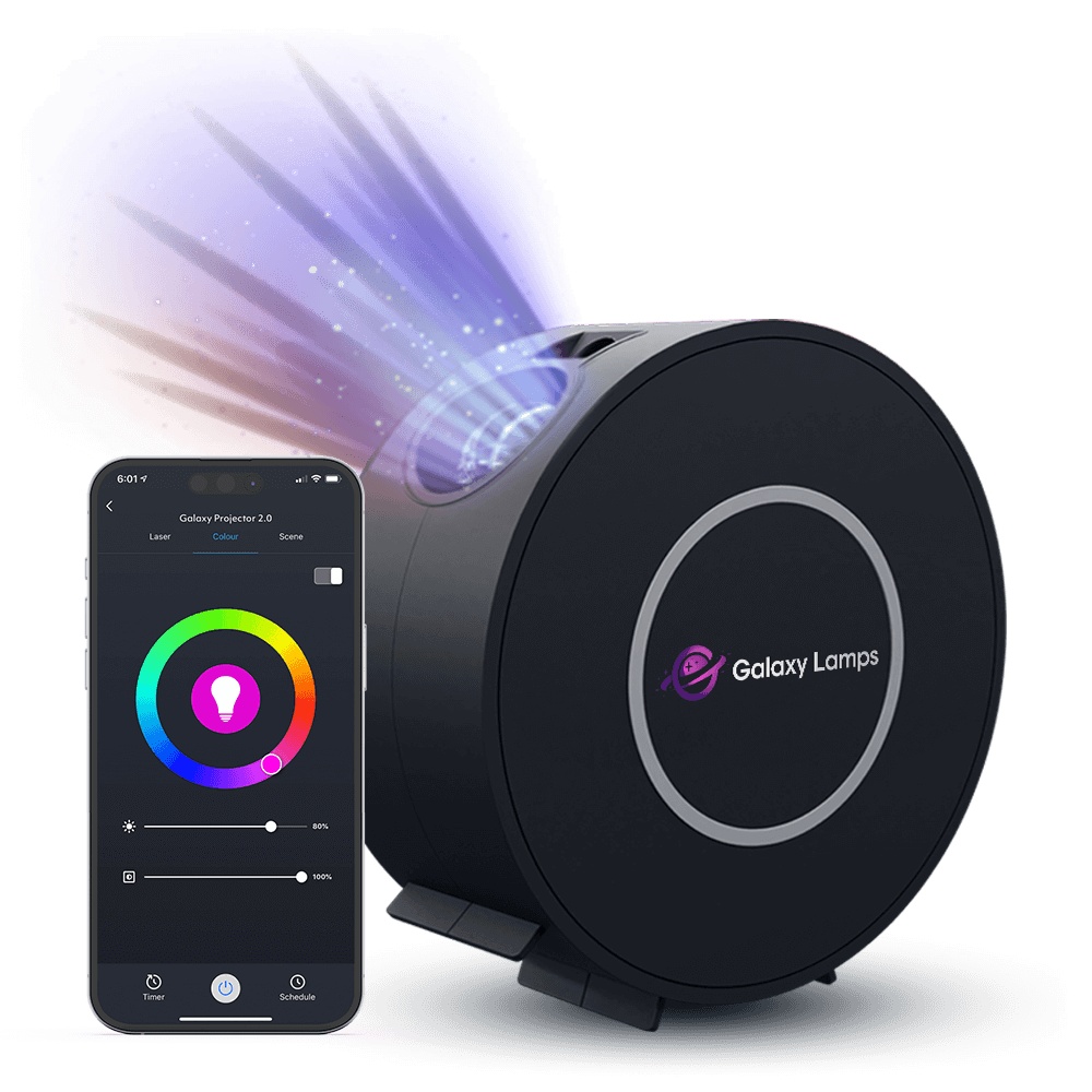 Galaxie Projektor | Sternenhimmelprojektor mit Farbwechsel, Musiksteuerung, Fernbedienung und App-Steuerung für stimmungsvolle Abende