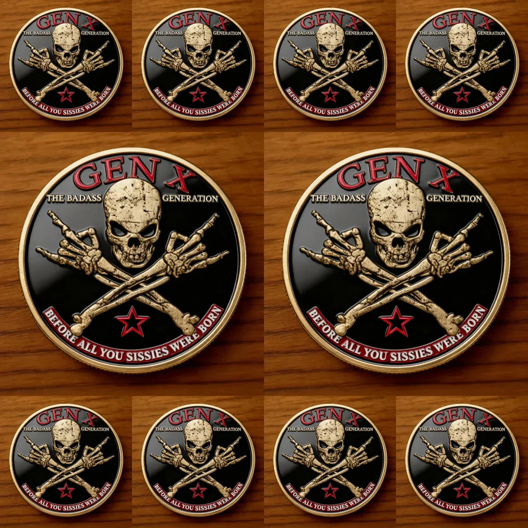 Gen X Sammlermünze mit 3D-Relief | Schwarz-Gold Design | Dekoratives Erinnerungsstück