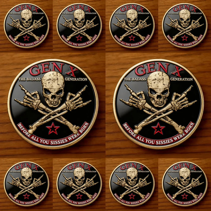 Gen X Sammlermünze mit 3D-Relief | Schwarz-Gold Design | Dekoratives Erinnerungsstück