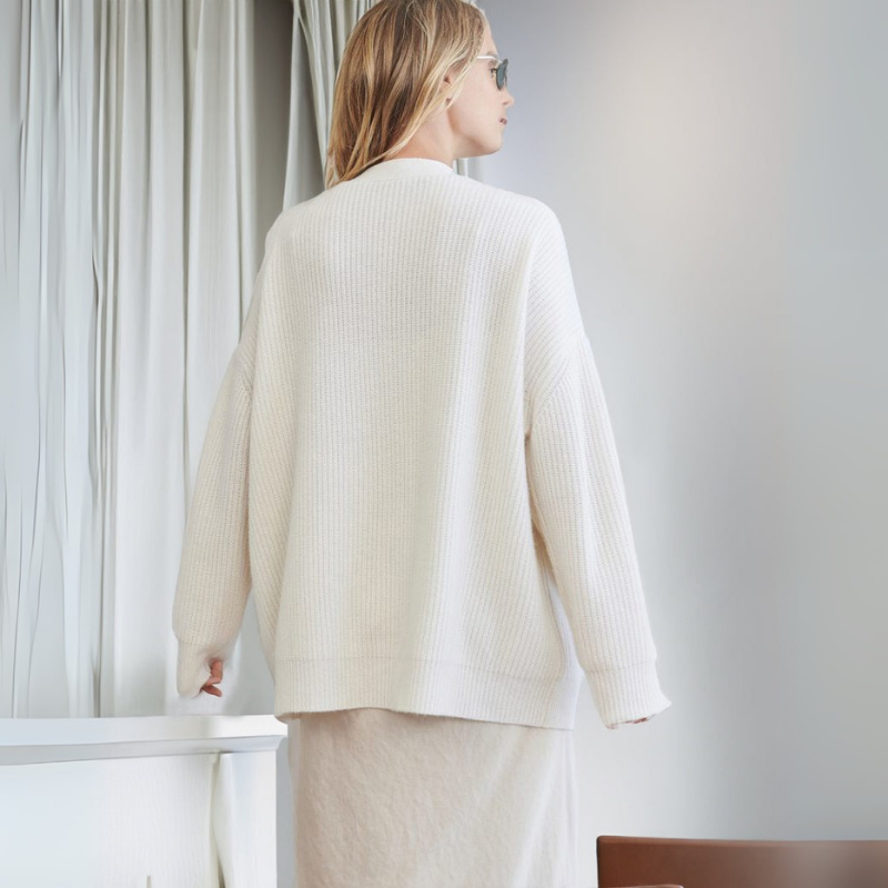 Damen Oversize Strickjacke gerippt | Lockerer langer Cardigan mit strukturierter Rippoptik für Alltag, Büro und Lagenlooks