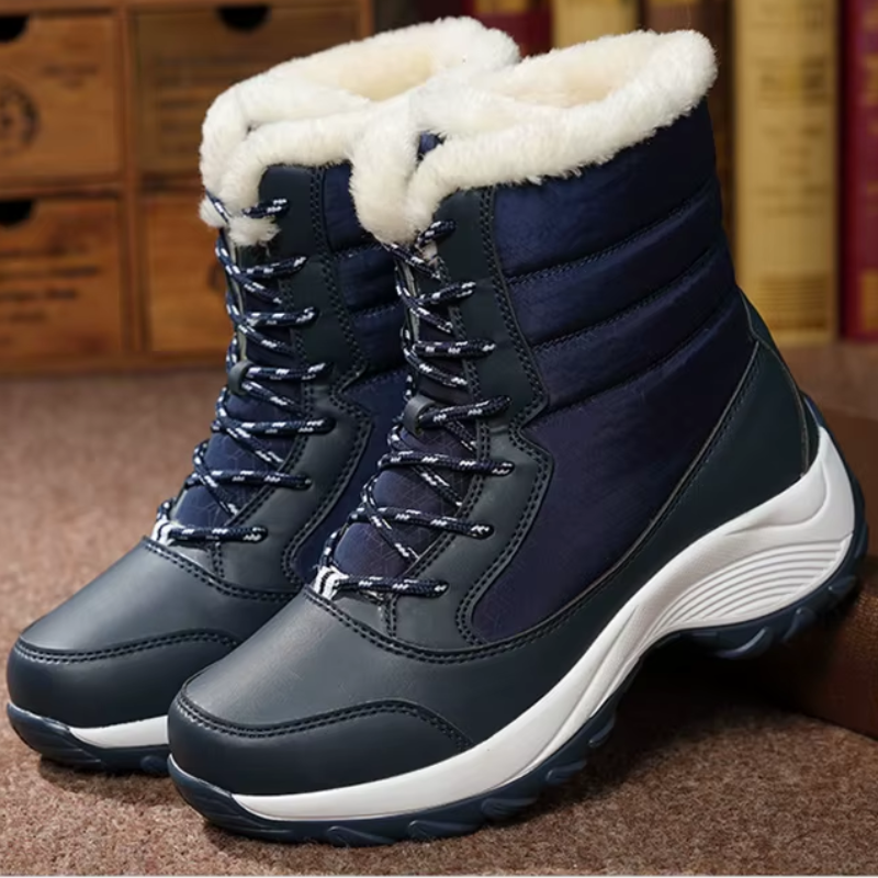 Damen Winterstiefel wasserdicht und warm gefüttert | Schnürstiefel mit rutschfester Profilsohle für Schnee, Regen und kalte Tage