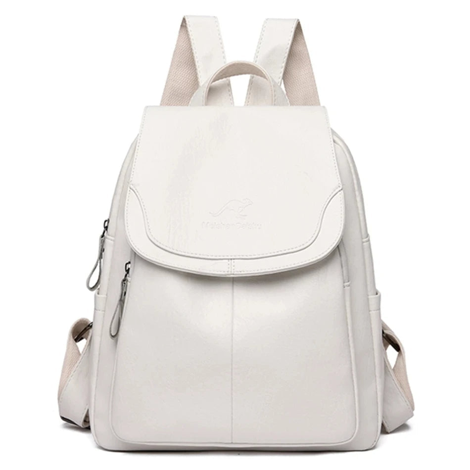 Leder Rucksack | Anti-Diebstahl mit versteckten Reißverschlüssen und 15-Zoll-Laptopfach