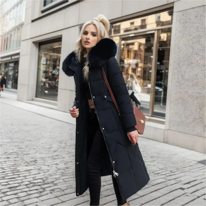 Damen Winterparka lang mit Kapuze | Warm gefütterte Parka Jacke mit verstellbarer Kapuze und großen Taschen für kalte Tage