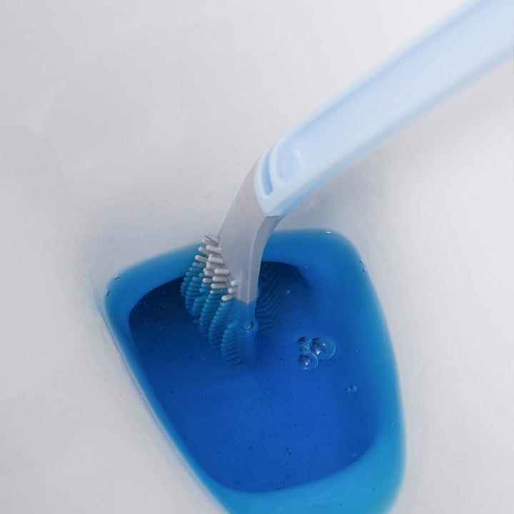 Silikon-Toilettenbürste mit flexiblem Dreieckkopf | WC-Bürste mit selbstklebender Wandhalterung für hygienische Reinigung