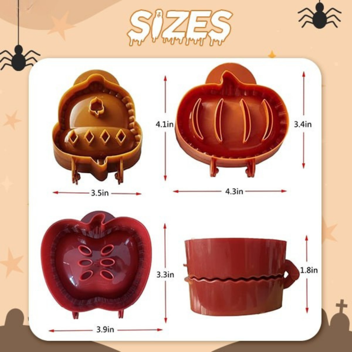 Mini-Pie-Former für Halloween &amp; Herbst | Ausstechen, Füllen &amp; Verschließen in einem Schritt | BPA-freies ABS | Kürbis-, Apfel- &amp; Eichel-Design
