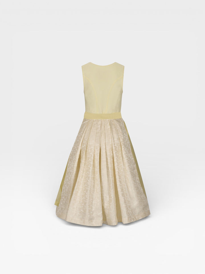 Dirndl Midi Damen | 70 cm Rocklänge | Elegantes Mieder mit Knopfleiste &amp; glänzender Schürze | Für Oktoberfest &amp; Volksfeste