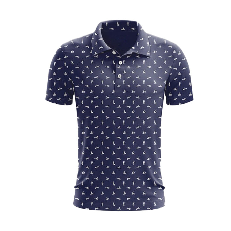 Herren Poloshirt mit Print | Atmungsaktives Stretch Polo im Slim Fit | Freizeitshirt für Alltag, Urlaub &amp; Freizeit