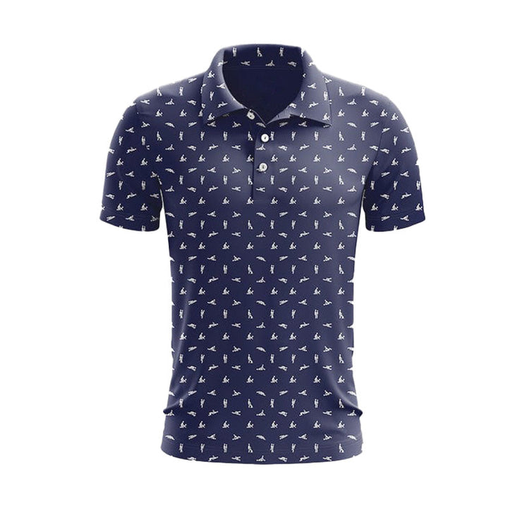 Herren Poloshirt mit Print | Atmungsaktives Stretch Polo im Slim Fit | Freizeitshirt für Alltag, Urlaub &amp; Freizeit