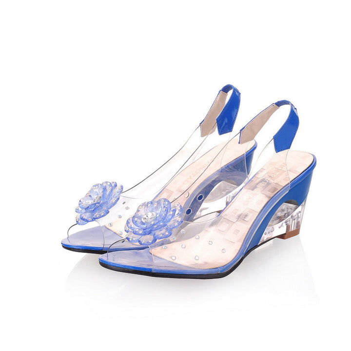 Damen transparente Sandalen | KlareEleganz™ Keilabsatz 7 cm &amp; Fischmund