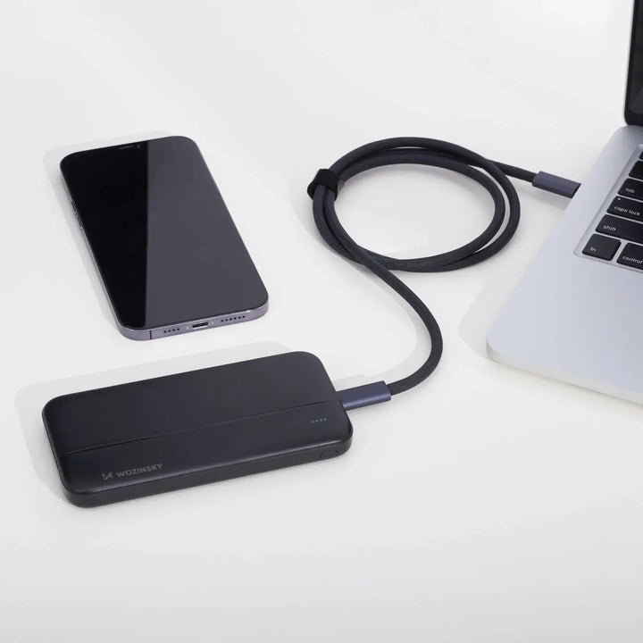 Powerbank 10.000 mAh | Kompaktes Dual-USB-Ladegerät mit USB-C, Micro-USB und LED-Anzeige