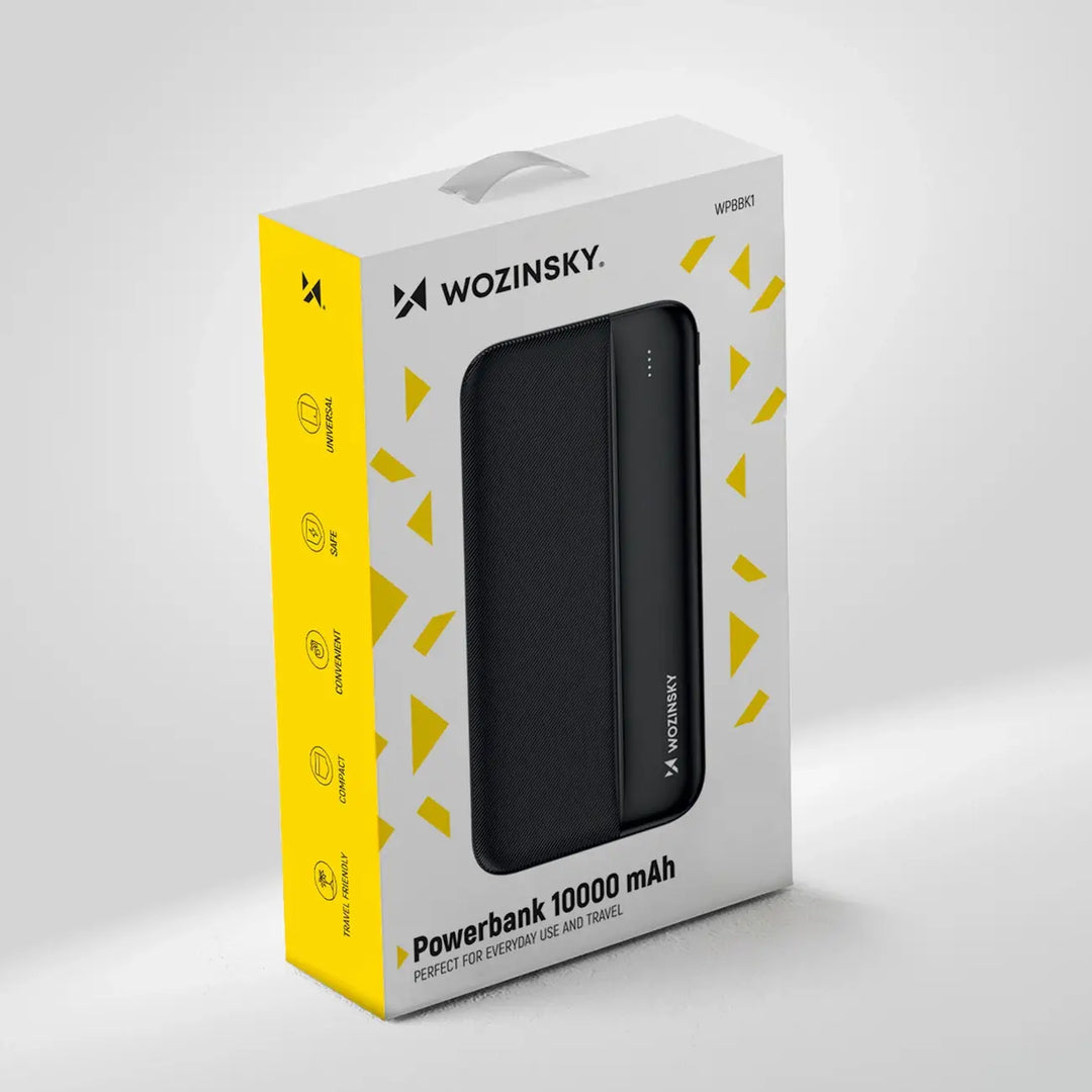 Powerbank 10.000 mAh | Kompaktes Dual-USB-Ladegerät mit USB-C, Micro-USB und LED-Anzeige