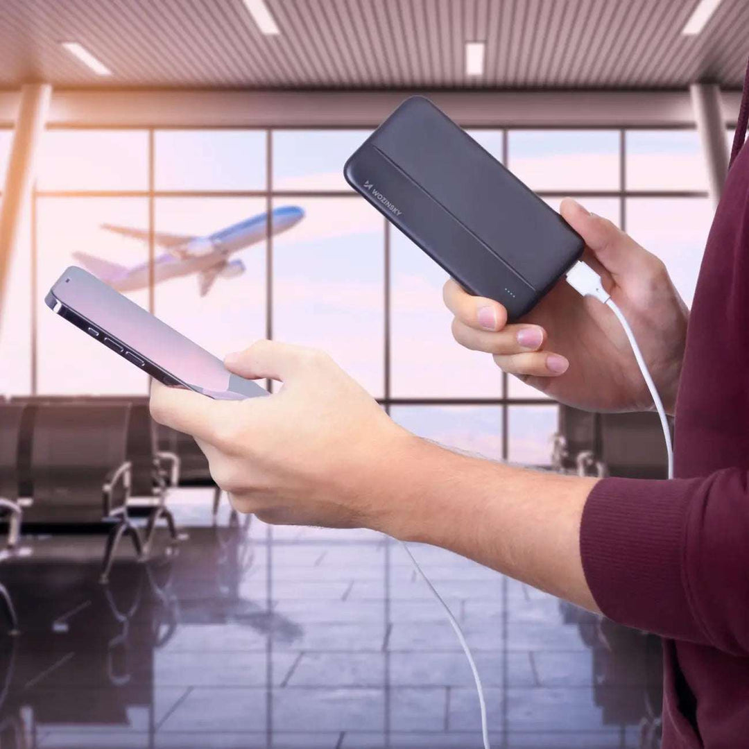 Powerbank 10.000 mAh | Kompaktes Dual-USB-Ladegerät mit USB-C, Micro-USB und LED-Anzeige