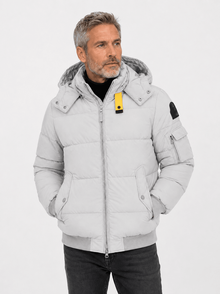 Herren Winterjacke Beige warm gefüttert | Jacke mit Reißverschluss, Innen- und Ärmeltasche sowie elastischem Saum | M–XXL