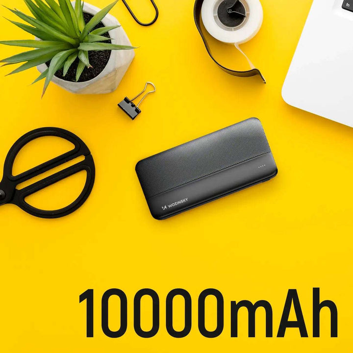 Powerbank 10.000 mAh | Kompaktes Dual-USB-Ladegerät mit USB-C, Micro-USB und LED-Anzeige