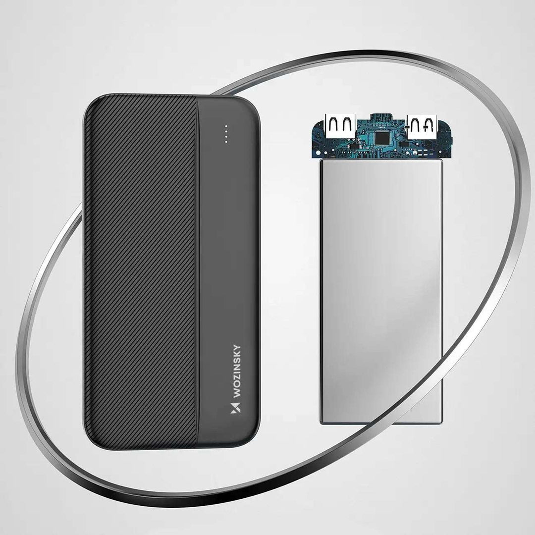 Powerbank 10.000 mAh | Kompaktes Dual-USB-Ladegerät mit USB-C, Micro-USB und LED-Anzeige