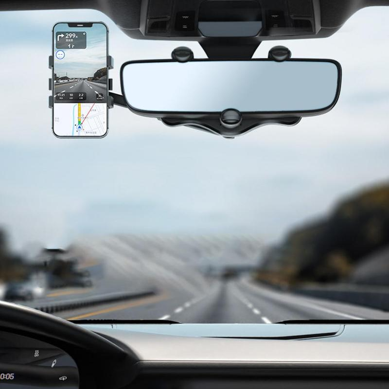 360° Drehbare Auto-Spiegel Handyhalterung | Ausziehbare Smartphone-Halterung bis 6,5 Zoll | Klappbar für Navigation auf Augenhöhe