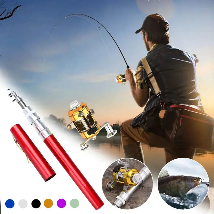 Teleskop-Angelrute mit Angelrolle | Kompaktes Angelset aus Aluminium | Tragbare Taschenrute für Reisen, Camping &amp; Outdoor