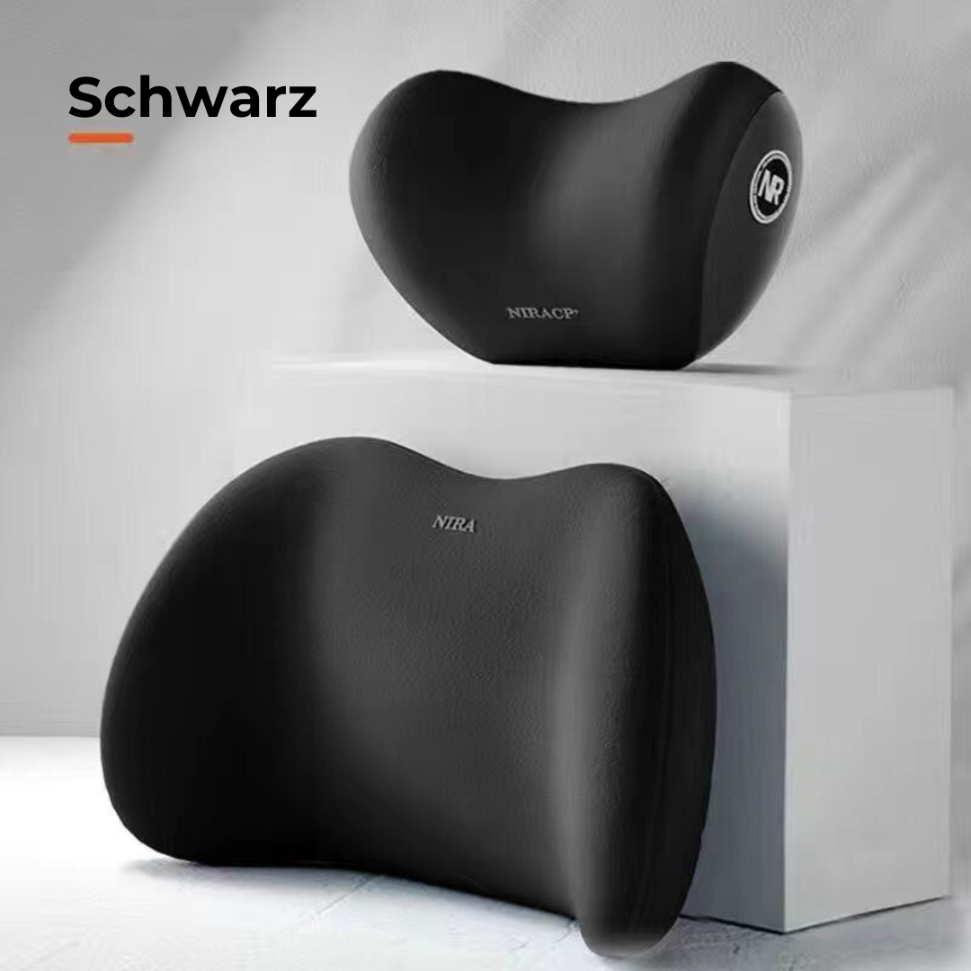 Nacken- &amp; Lendenwirbelkissen fürs Auto | Ergonomische HWS- &amp; Rückenstütze | Memory-Schaum, verstellbar &amp; einfach zu montieren